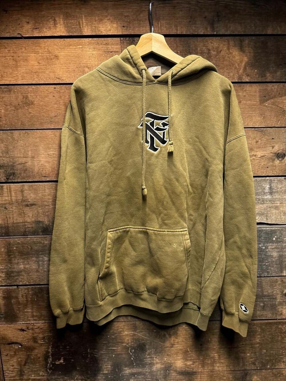 No Fear Embroidered Logo Olive Green Hoodie Size XL